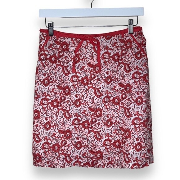 American Eagle Outfitters AEO Floral Lined Front Tie Coral Skirt Pockets Women 4 - Picture 1 of 13